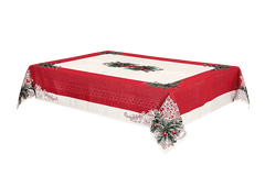 Dům Vánoc Vianočný obrus s motívom Pohodové Vianoce červený 140x220 cm